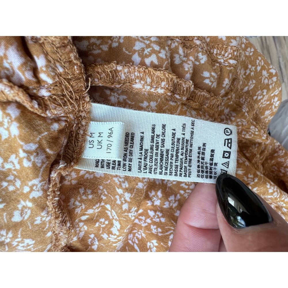 Free People Floral Mini Dress Boho Peasant adjustable pockets M cottagecore - Picture 6 of 9
